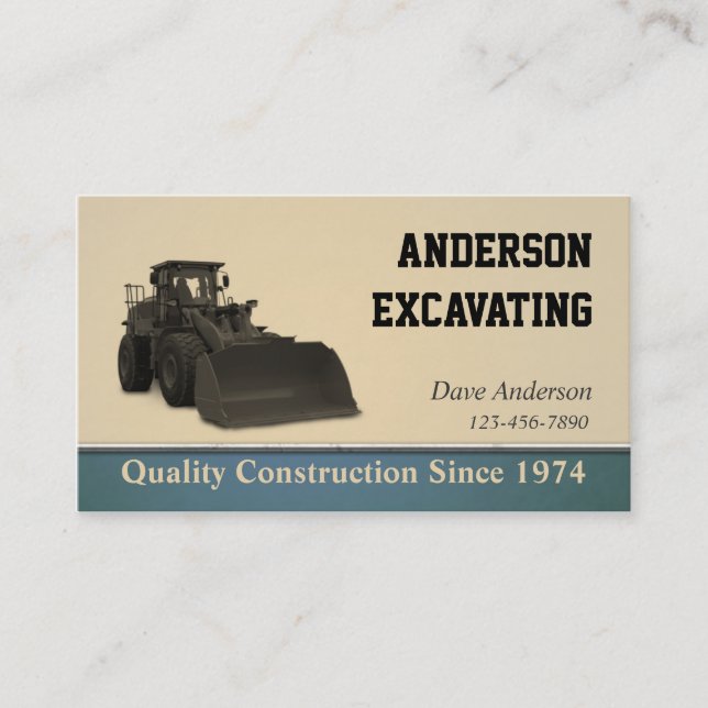 Excavator Construction Business Card (Front)