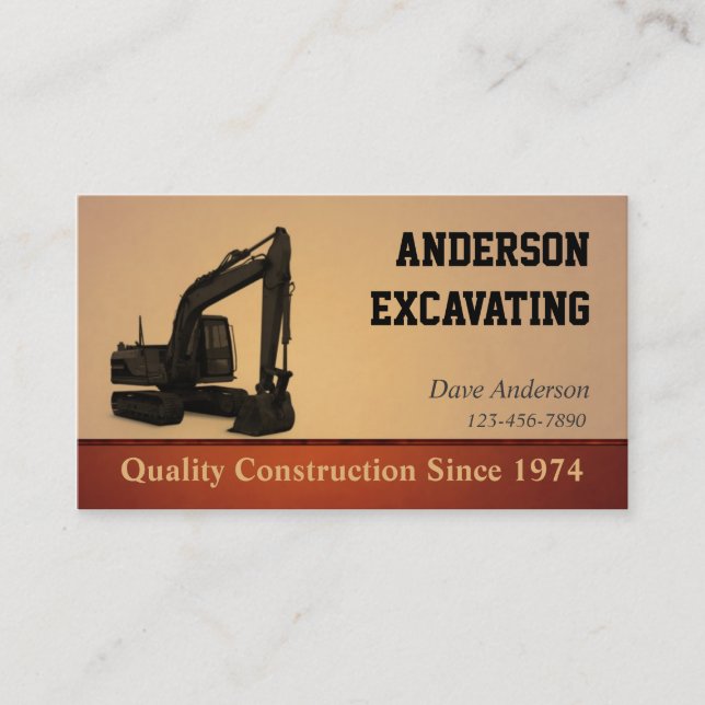 Excavator Construction Business Card (Front)