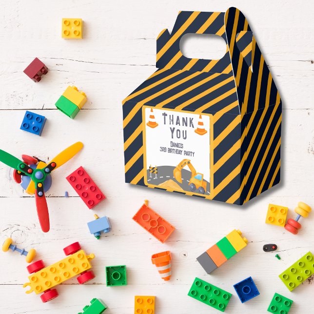 Excavator Construction Cone Kids Birthday Party Favour Box (Excavator Construction Cone Kids Birthday Party Favor Box)