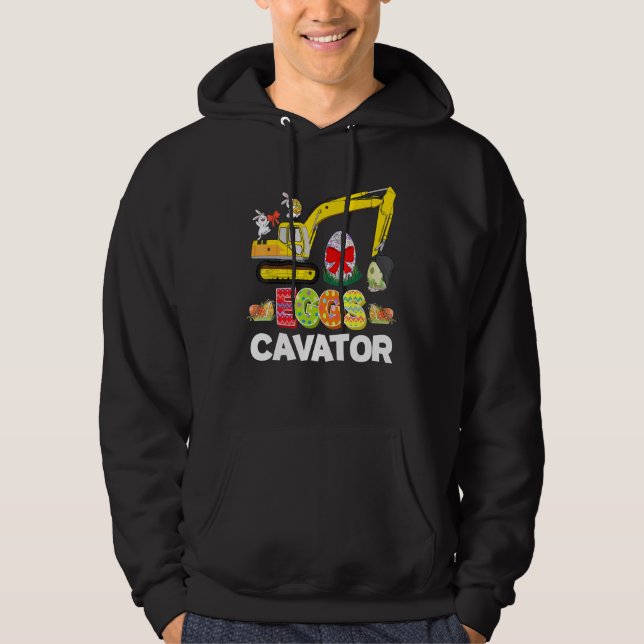 Excavator Construction Eggscavator Easter Egg Hunt Hoodie (Front)