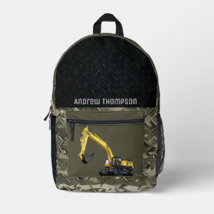 Excavator Construction Equipment Cool Camo Printed Backpack