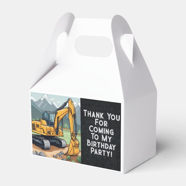 Excavator Construction Equipment Digger Birthday  Favour Box (Front Side)