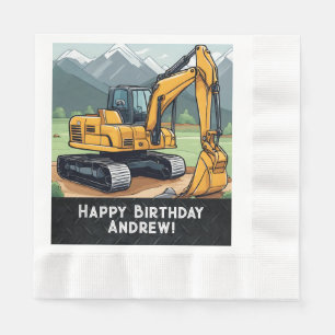 Excavator Construction Equipment Digger Birthday Napkin