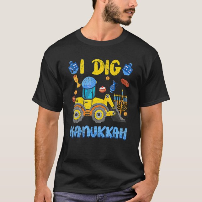 Excavator Construction I Dig Hanukkah Toddler Boys T-Shirt (Front)