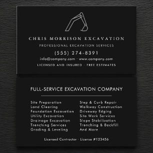 Excavator Construction Operator Company Business Card