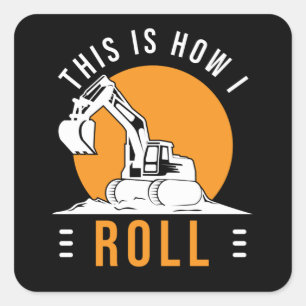 Excavator Construction Site Excavator Operator Square Sticker