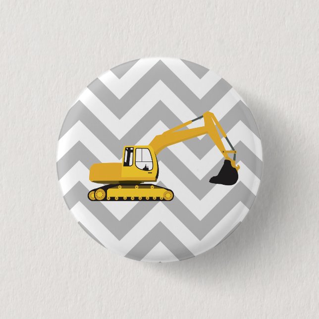 Excavator Construction Truck 3 Cm Round Badge (Front)