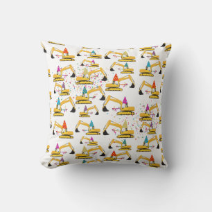 Excavator Construction Truck Party Pattern Cushion