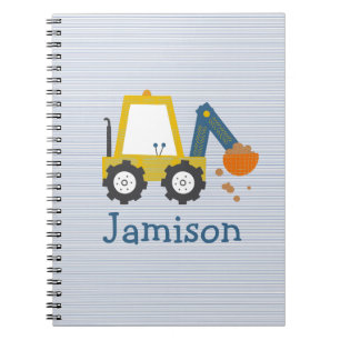 Excavator Construction Truck Striped Notebook