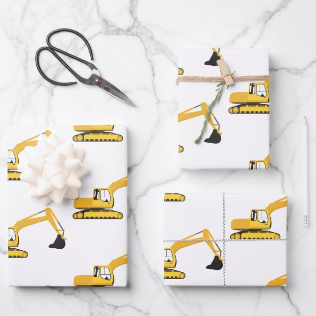 Excavator Construction Truck Wrapping Paper Sheet (Front)