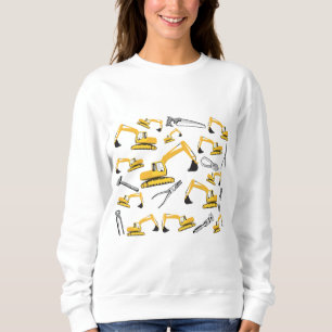 Excavator Construction Trucks and Tools Pattern Sweatshirt