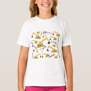 Excavator Construction Trucks and Tools Pattern T-Shirt