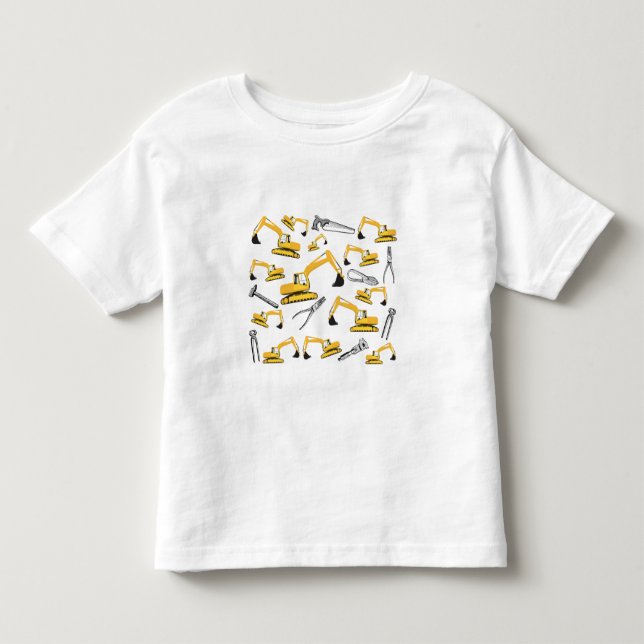 Excavator Construction Trucks and Tools Pattern Toddler T-Shirt (Front)