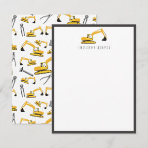 Excavator Construction Trucks Tools Children's Card