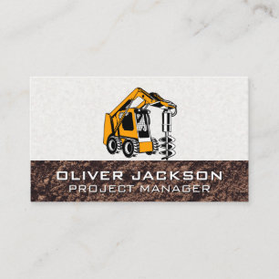 Excavator Construction Vehicle   Drill Business Card