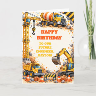 Excavator Crane Builder Birthday Greeting Card