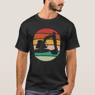 Excavator Driver Retro Sunset Heavy Equipment Oper T-Shirt