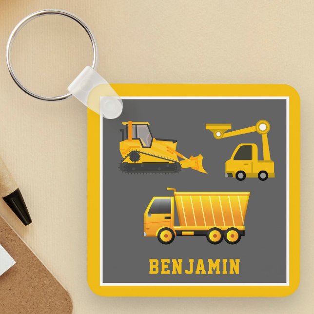 Excavator Dump Truck Construction Theme Kids Room Key Ring (Creator Uploaded)