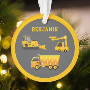 Excavator Dump Truck Construction Theme Kids Room Ornament