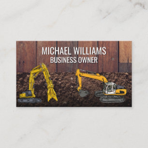 Excavator   Earth Mover Vehicles   Construction Business Card