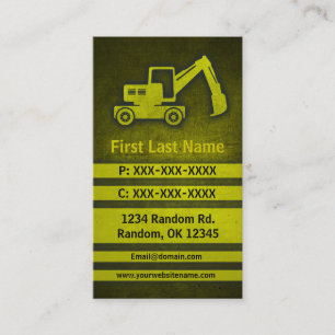Excavator grunge custom construction cards