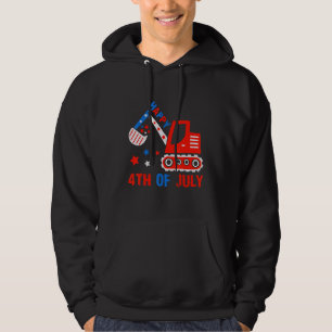 Excavator Happy Fourth Of July 4th Matching Family Hoodie