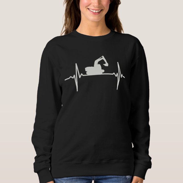 Excavator Heartbeat  Clothing Pulse Construction S Sweatshirt (Front)