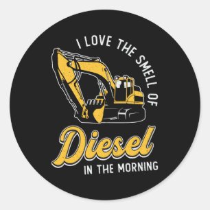 Excavator I Love The Smell Construction Worker Classic Round Sticker