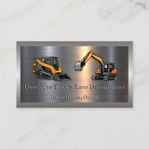 Excavator Logo   Metal   Business Card