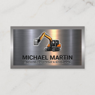 Excavator Logo   Metal   Business Card
