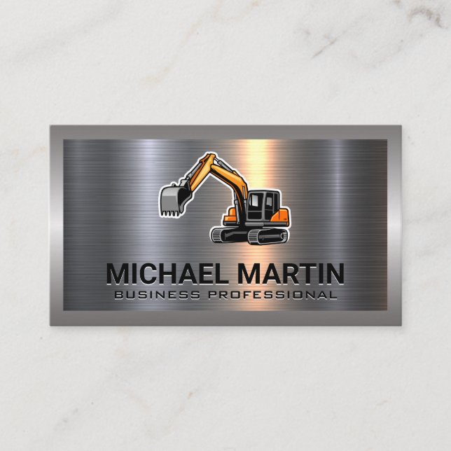 Excavator Logo | Metal   Business Card (Front)