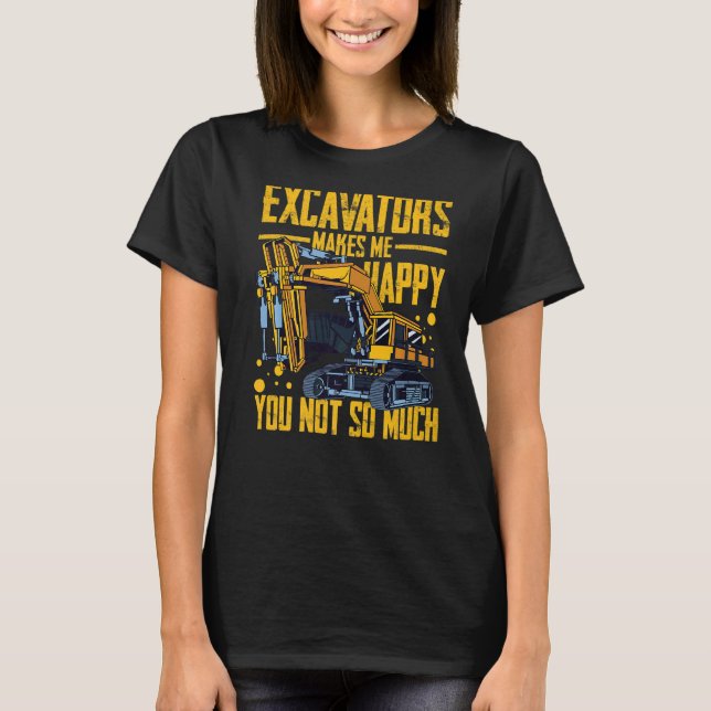 Excavator Operator Remote Control Digger Machine R T-Shirt (Front)