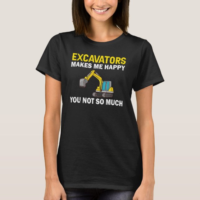 Excavator Operator Remote Control Digger Machine R T-Shirt (Front)