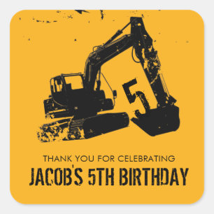 Excavator Party Favour Label
