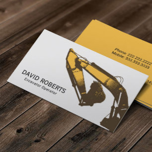 Excavator Plant Operator Professional Construction Business Card