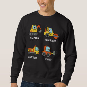 Excavator Road Roller Truck Loader Kids Toddlers Sweatshirt