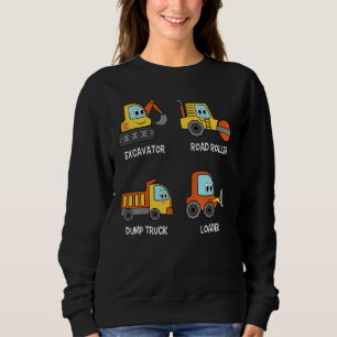 Excavator Road Roller Truck Loader Kids Toddlers Sweatshirt