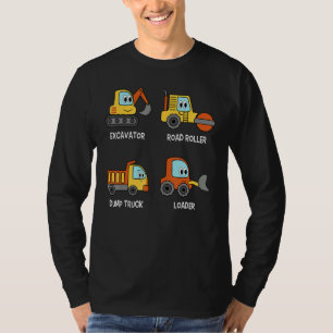 Excavator Road Roller Truck Loader Kids Toddlers T-Shirt