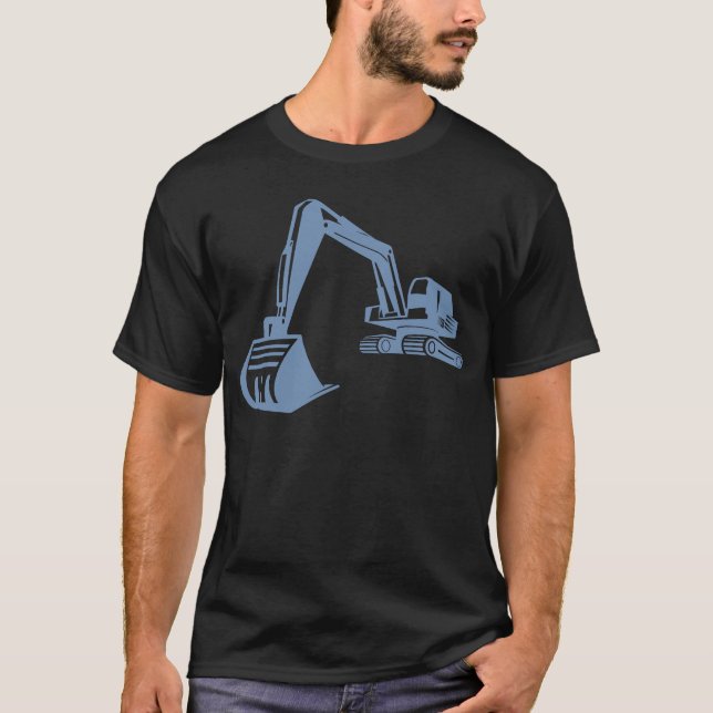 Excavator Silhouette, Precise Design for Heavy T-Shirt (Front)