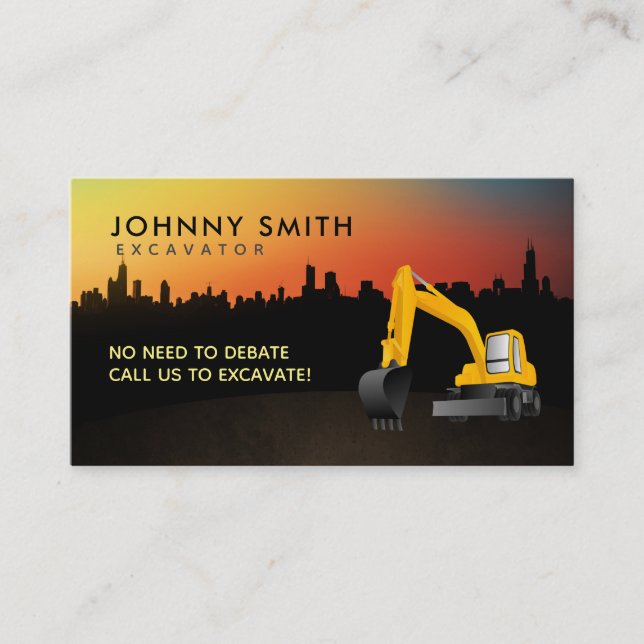 Excavator Slogans Business Cards (Front)