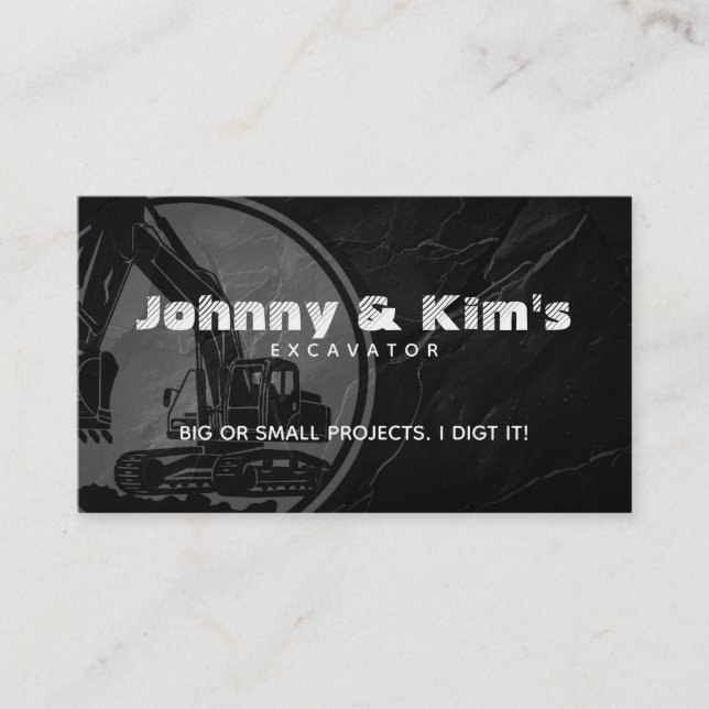 Excavator Slogans Business Cards (Front)
