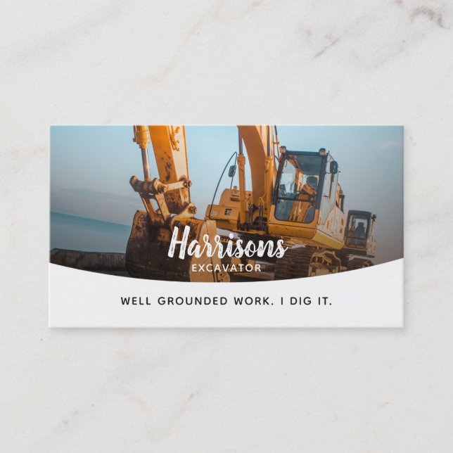 Excavator Slogans Business Cards (Front)