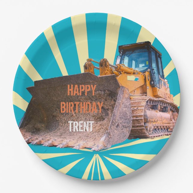 Excavator Themed Paper Plate (Front)