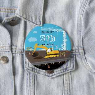 Excavator Truck Construction Trucks Birthday Party 10 Cm Round Badge
