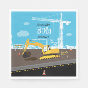 Excavator Truck Construction Trucks Birthday Party Napkin