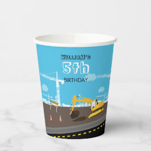 Excavator Truck Construction Trucks Birthday Party Paper Cups