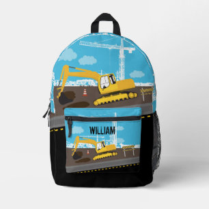 Excavator Truck Construction Trucks Site Boys Name Printed Backpack