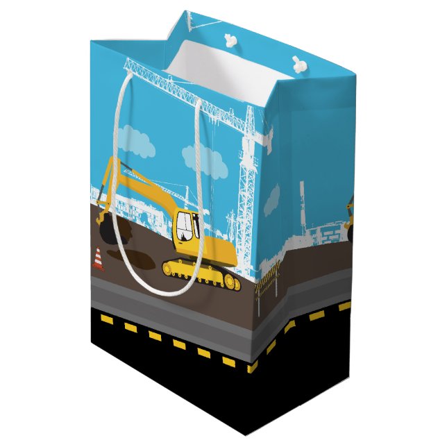 Excavator Truck Construction Trucks Site   Medium Gift Bag (Back Angled)