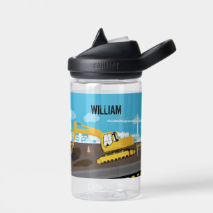 Excavator Truck Construction Trucks Site   Water Bottle