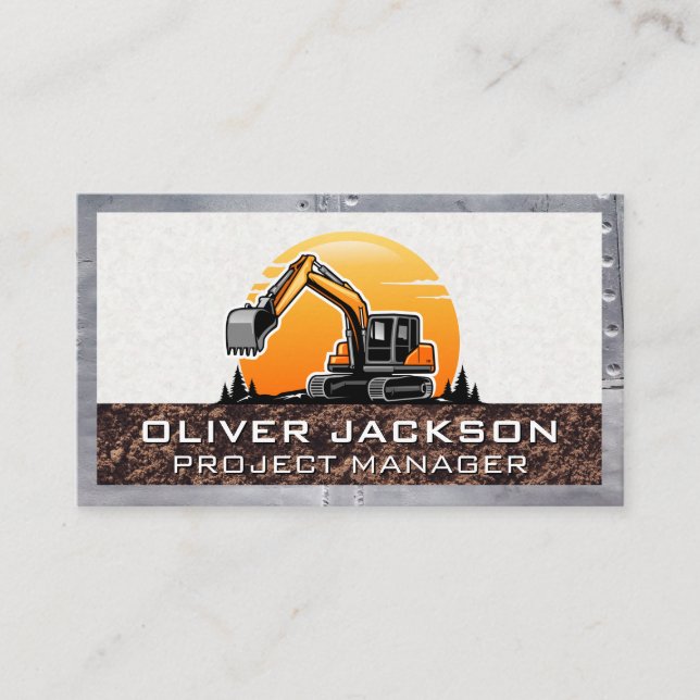 Excavator Vehicle | Building Developer Business Card (Front)
